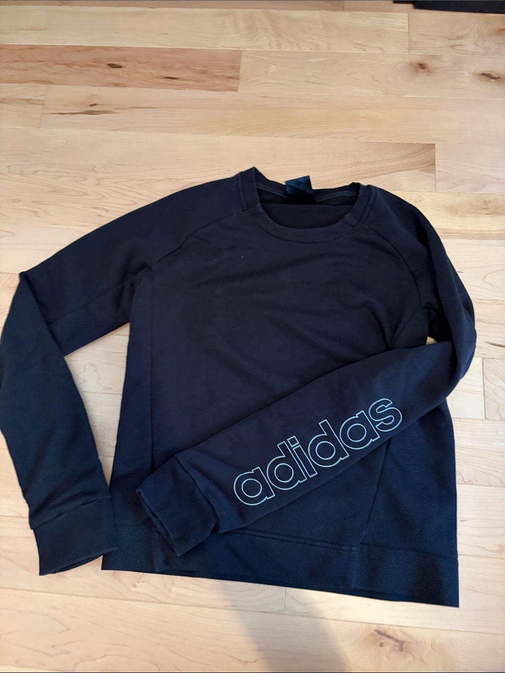 adidas Black Crewneck Sweatshirt with Logo Sleeve